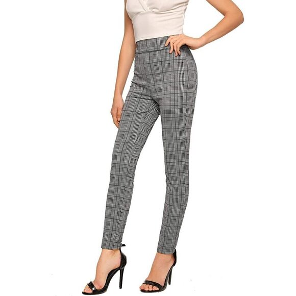 SweatyRocks Black White & Grey Plaid Pants Size XL - Picture 3 of 9